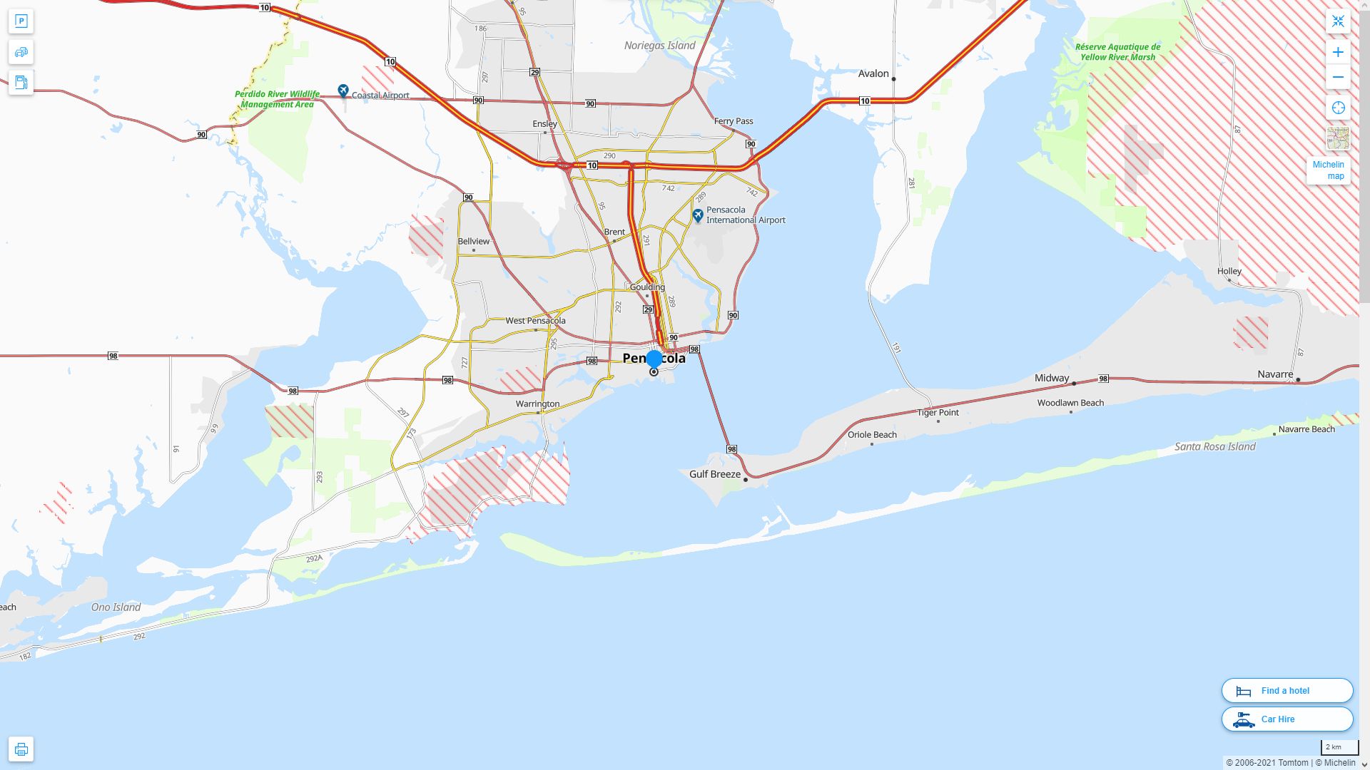 Pensacola Florida Highway and Road Map